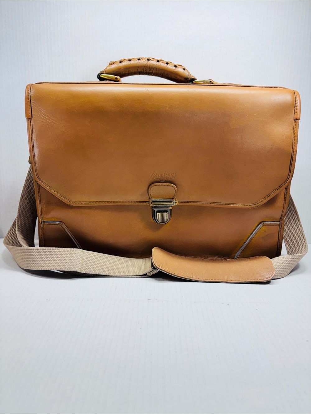 Rawlings Baseball Glove Bag Briefcase Leather  Carry-On  Travel Tan Vintage